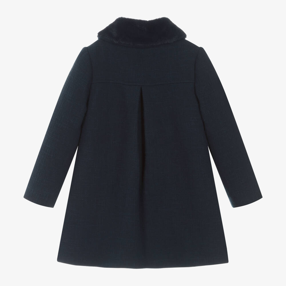 Tartine et Chocolat-Girls Smart Navy Wool Coat | Childrensalon Outlet