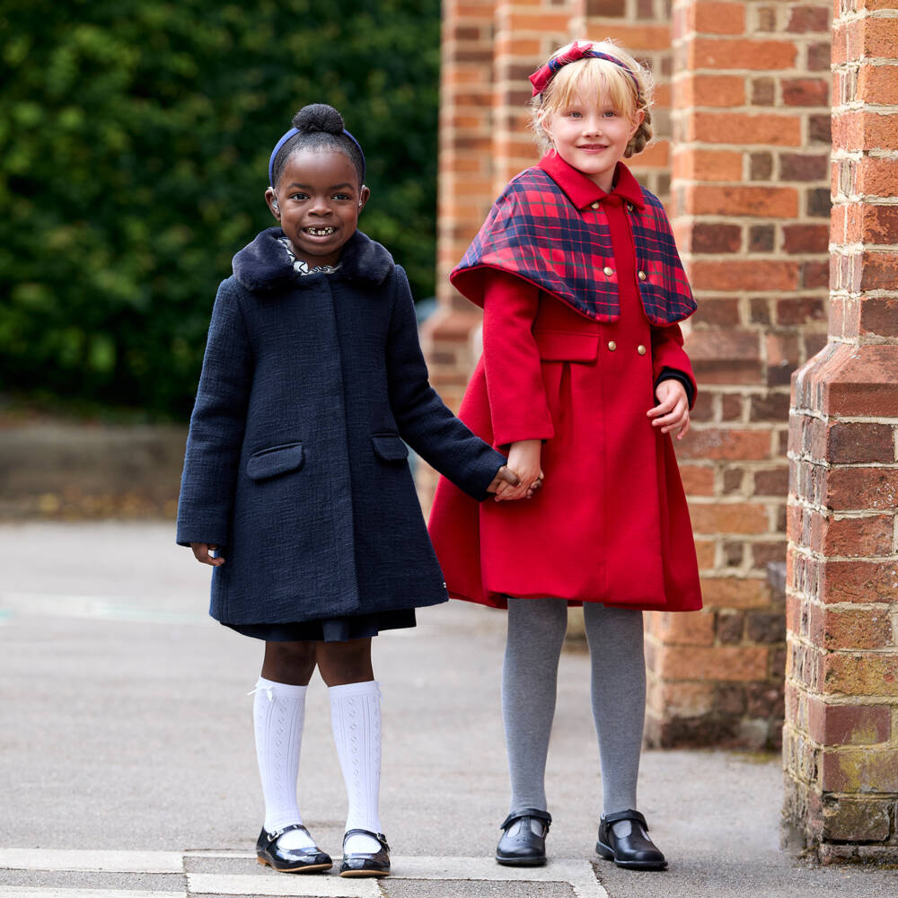 Tartine et Chocolat-Girls Smart Navy Wool Coat | Childrensalon Outlet