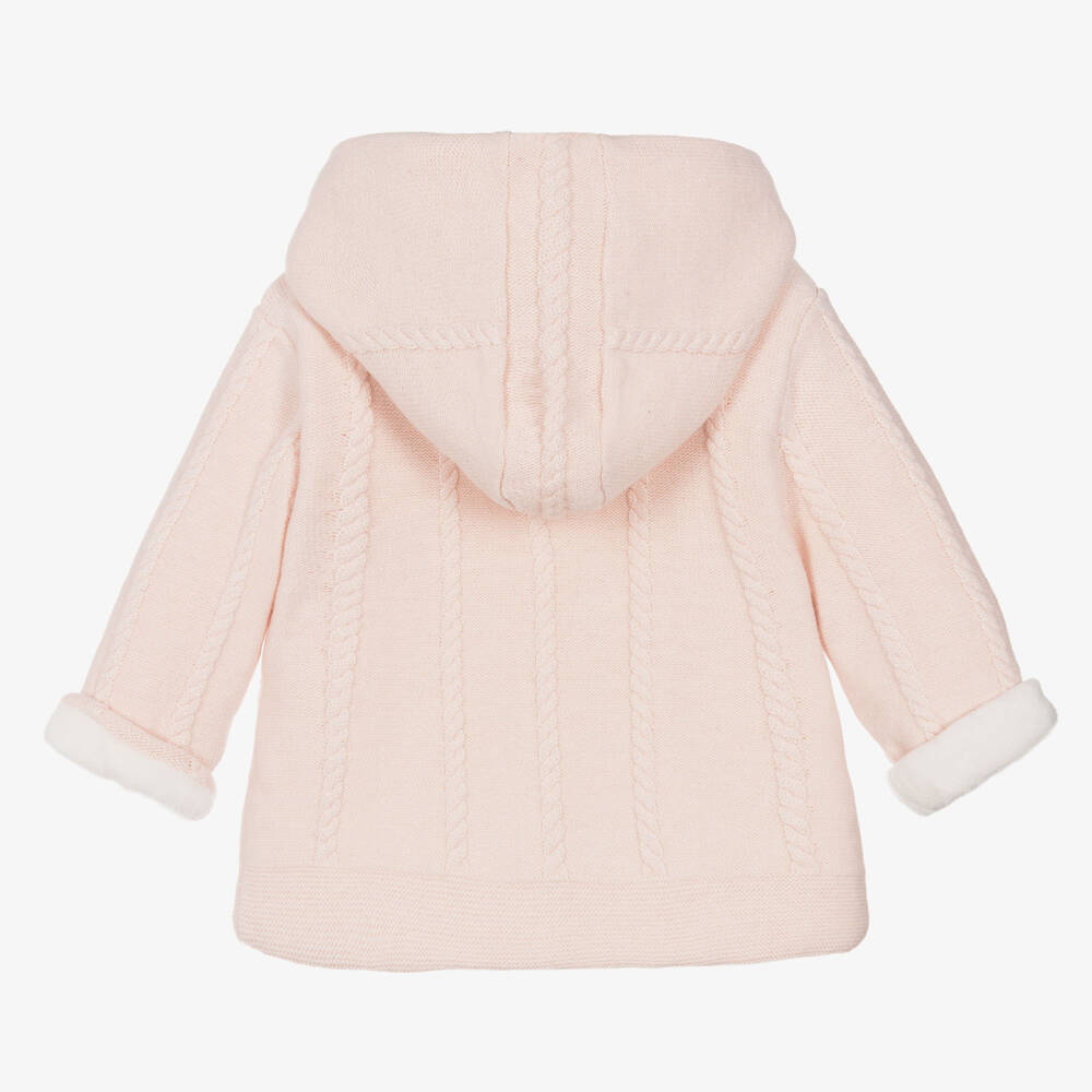 Tartine et Chocolat-Girls Soft Pink Knit Pram Coat | Childrensalon Outlet