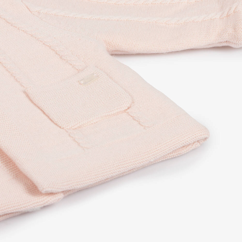 Tartine et Chocolat-Girls Soft Pink Knit Pram Coat | Childrensalon Outlet
