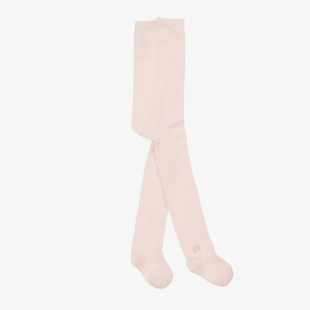 Tartine et Chocolat-Girls Soft Pink Knit Tights | Childrensalon Outlet
