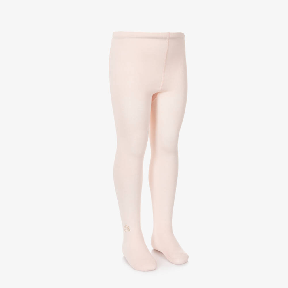 Tartine et Chocolat-Girls Soft Pink Knit Tights | Childrensalon Outlet