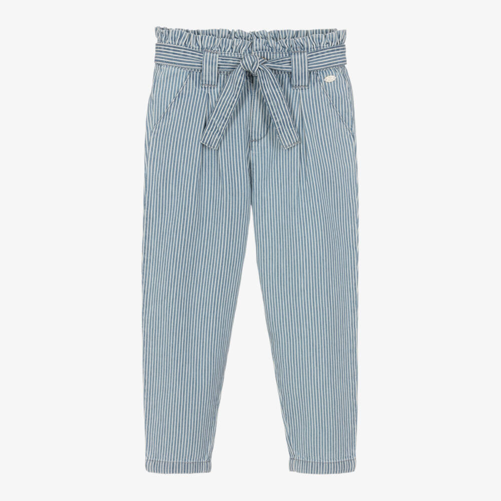 Tartine et Chocolat-Girls Striped Cotton Trousers | Childrensalon Outlet