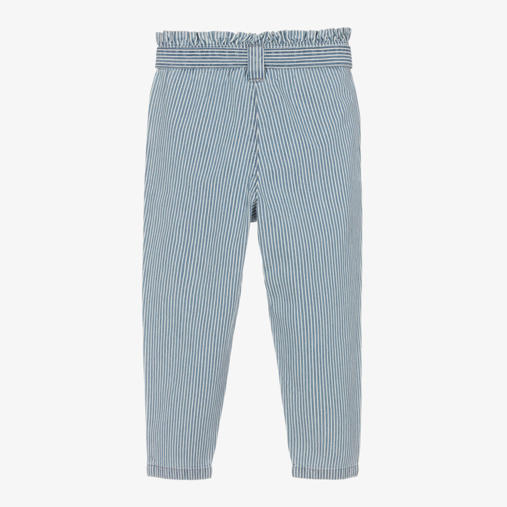 Tartine et Chocolat-بنطلون مقلم قطن لون أزرق للبنات | Childrensalon Outlet