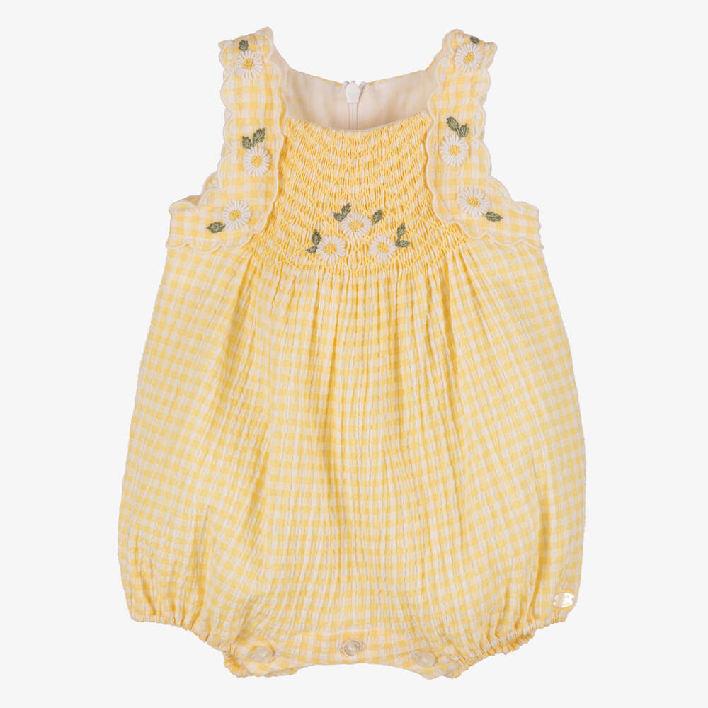 Tartine et Chocolat-Girls' Sunny Gingham Cotton Romper | Childrensalon Outlet