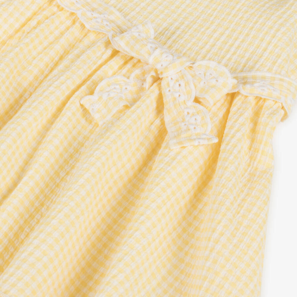 Tartine et Chocolat-Girls Sunny Gingham Seersucker Frock | Childrensalon Outlet