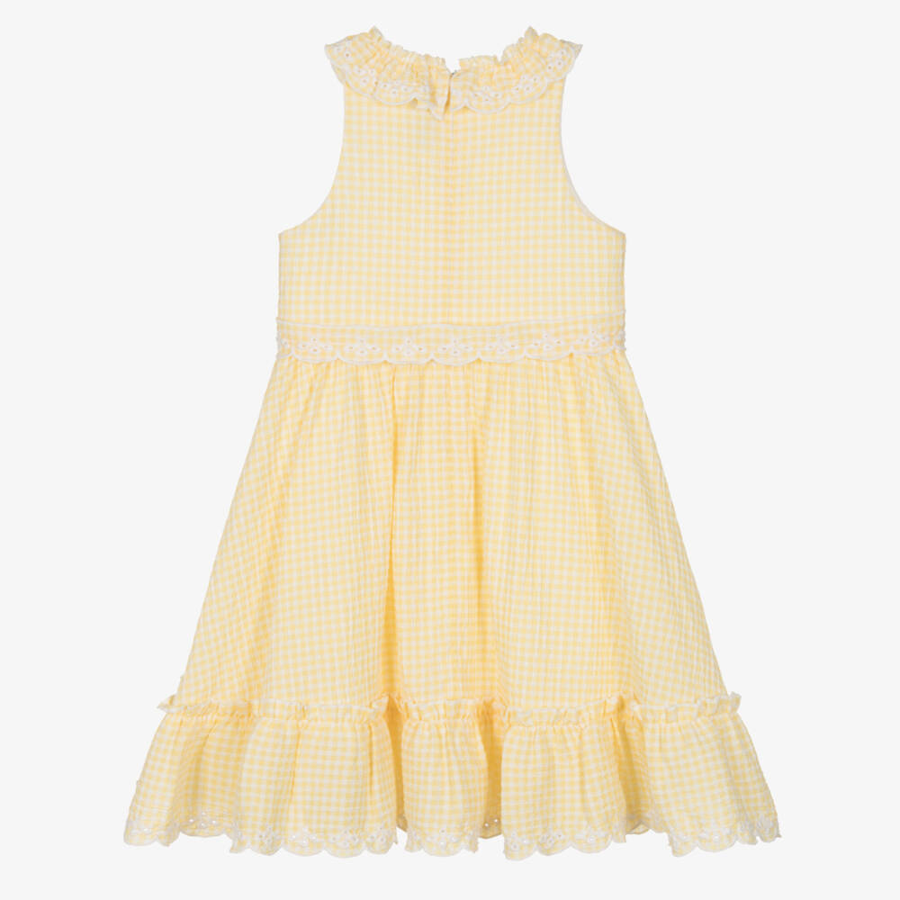 Tartine et Chocolat-Girls Sunny Gingham Seersucker Frock | Childrensalon Outlet