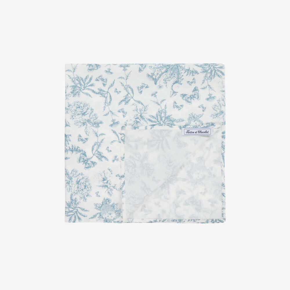 Tartine et Chocolat-Girls Toile De Jouy Blue Scarf | Childrensalon Outlet