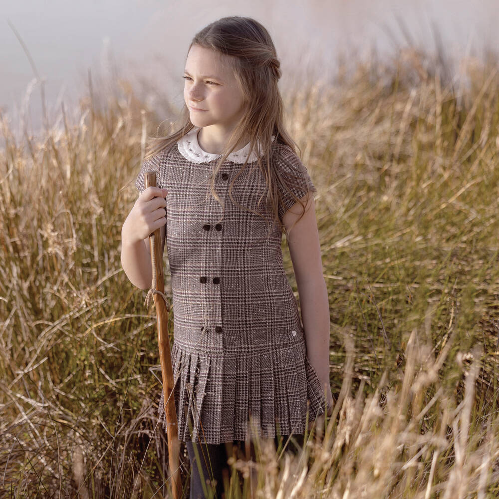 Tartine et Chocolat-Girls Tweed Check Wool Dress | Childrensalon Outlet