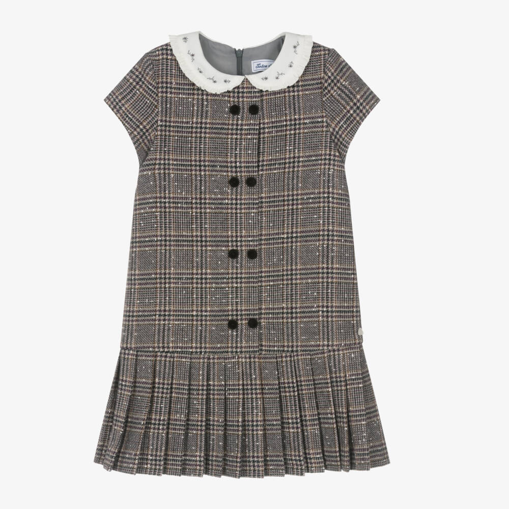 Tartine et Chocolat-Girls Tweed Check Wool Dress | Childrensalon Outlet