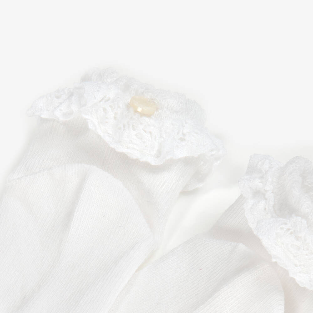 Tartine et Chocolat-Girls White Ankle Socks with Lace Trim | Childrensalon Outlet