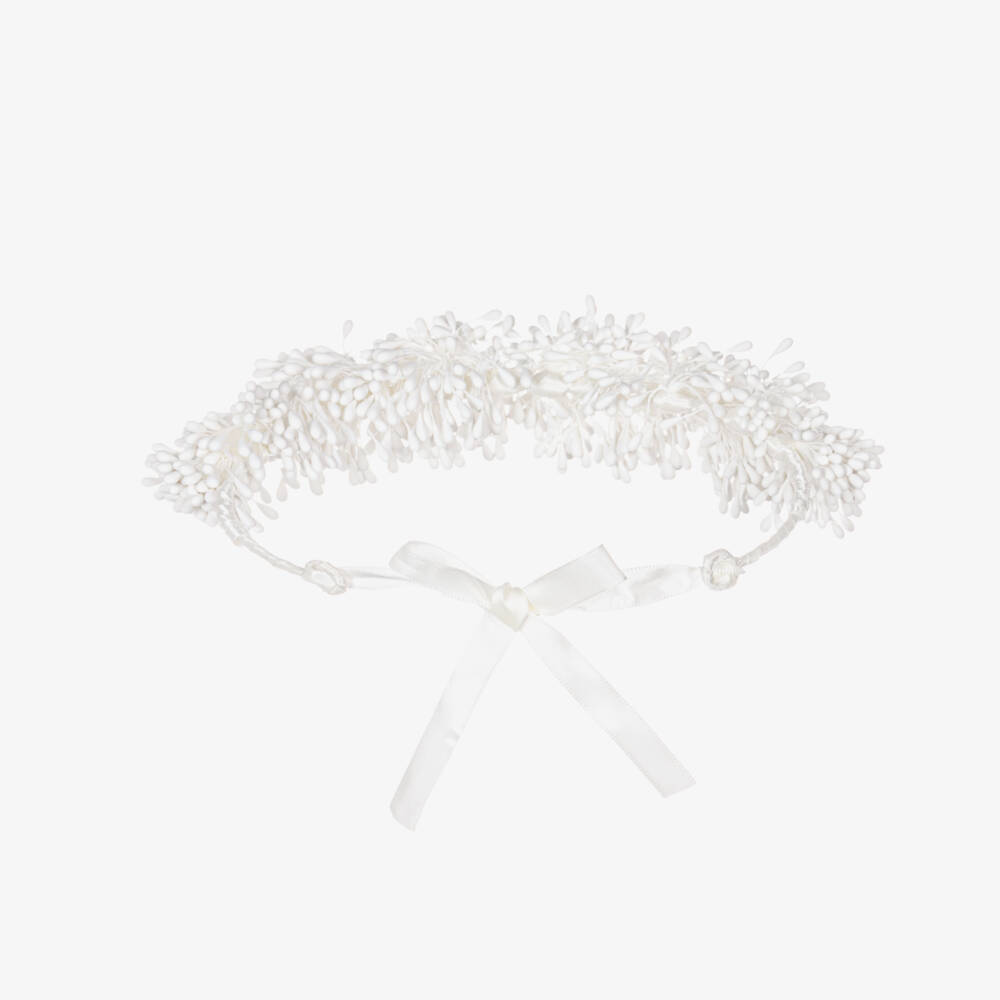 Tartine et Chocolat-Girls White Beaded Headband | Childrensalon Outlet