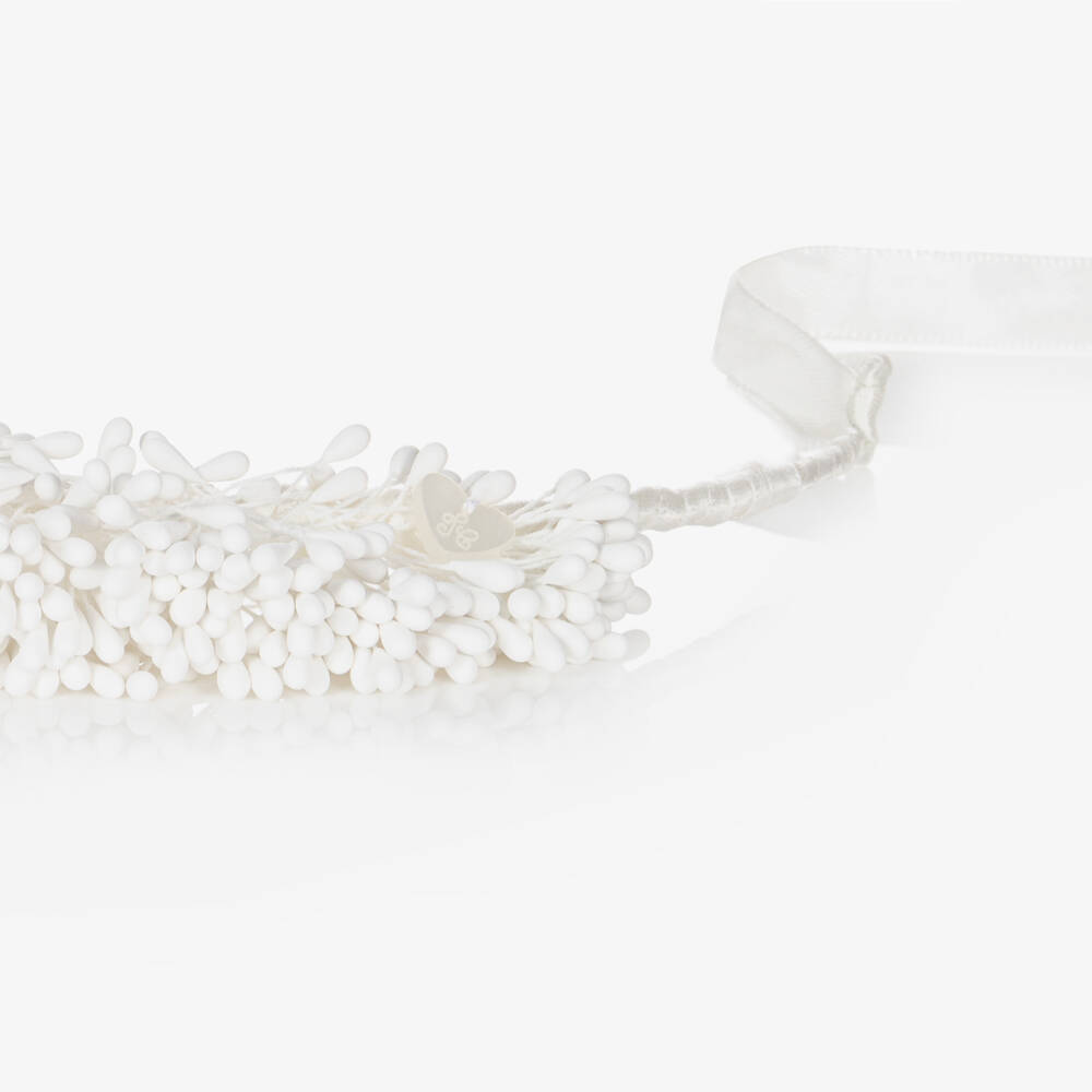 Tartine et Chocolat-Girls White Beaded Headband | Childrensalon Outlet