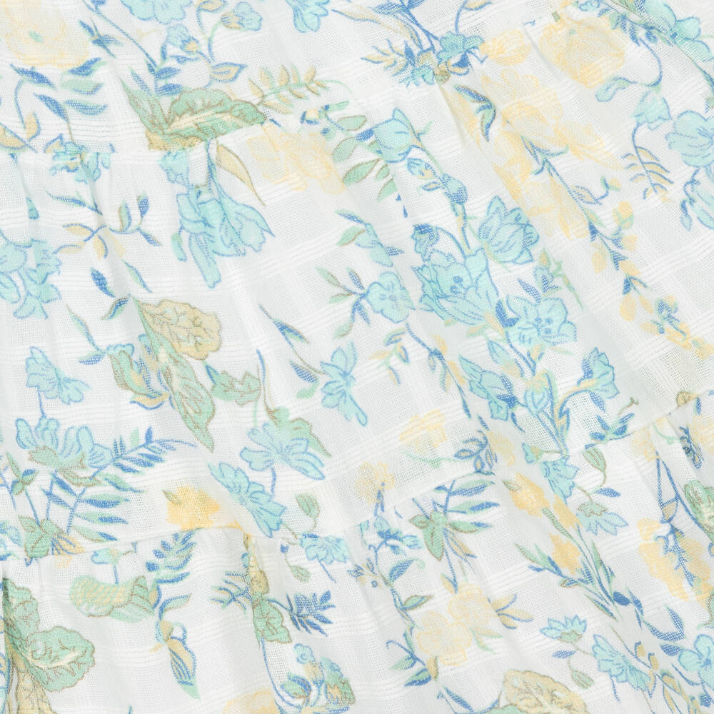 Tartine et Chocolat-Girls White & Blue Floral Cotton Dress | Childrensalon Outlet