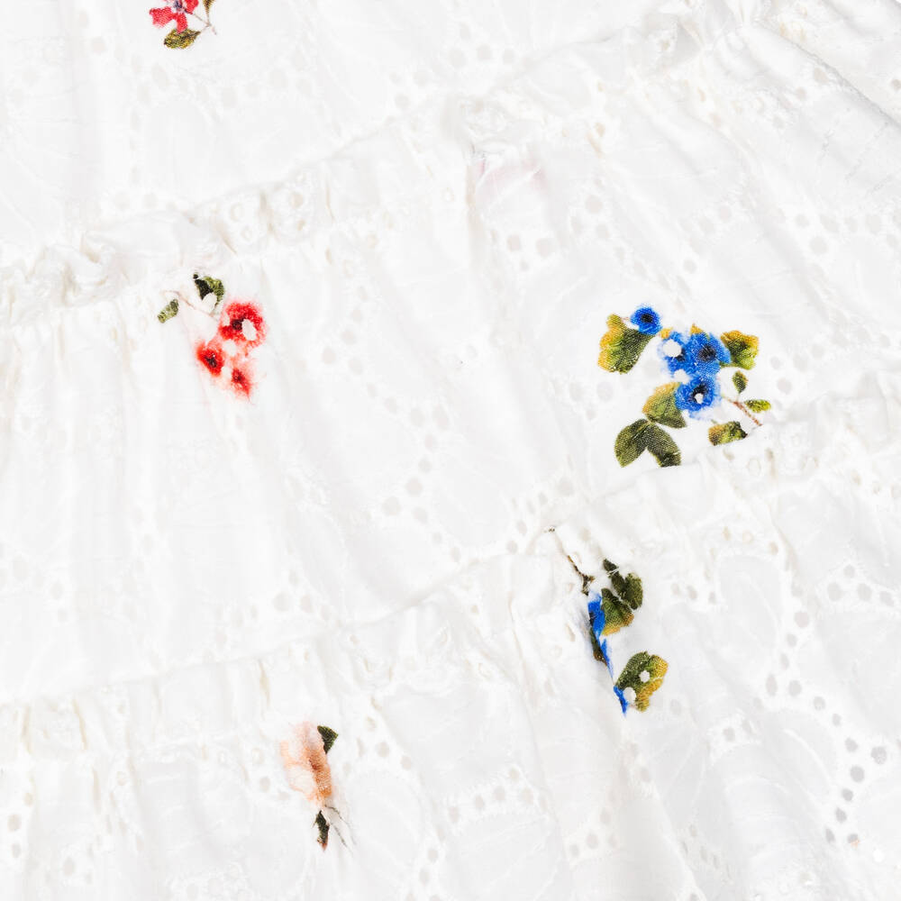 Tartine et Chocolat-Girls White Cotton Broderie Anglaise Dress | Childrensalon Outlet