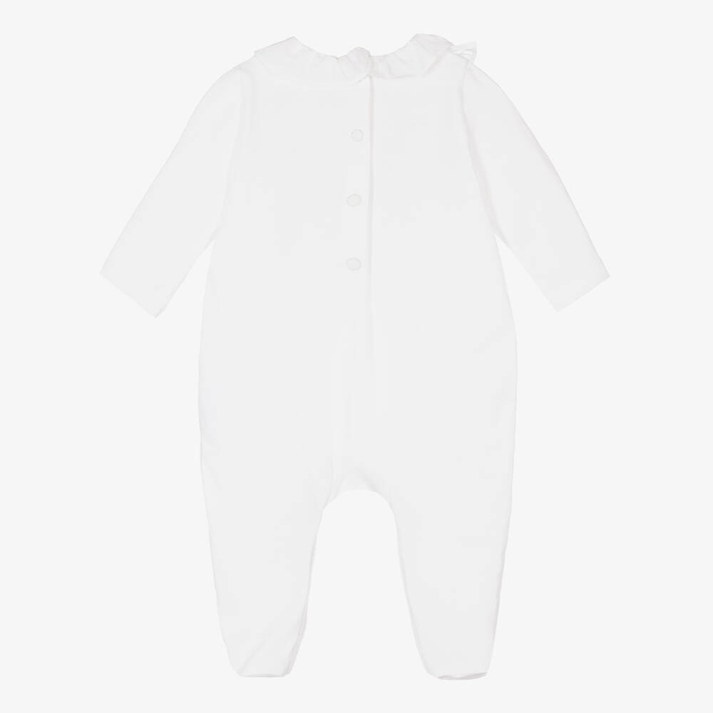 Tartine et Chocolat-Girls White Cotton Embroidered Babygrow | Childrensalon Outlet