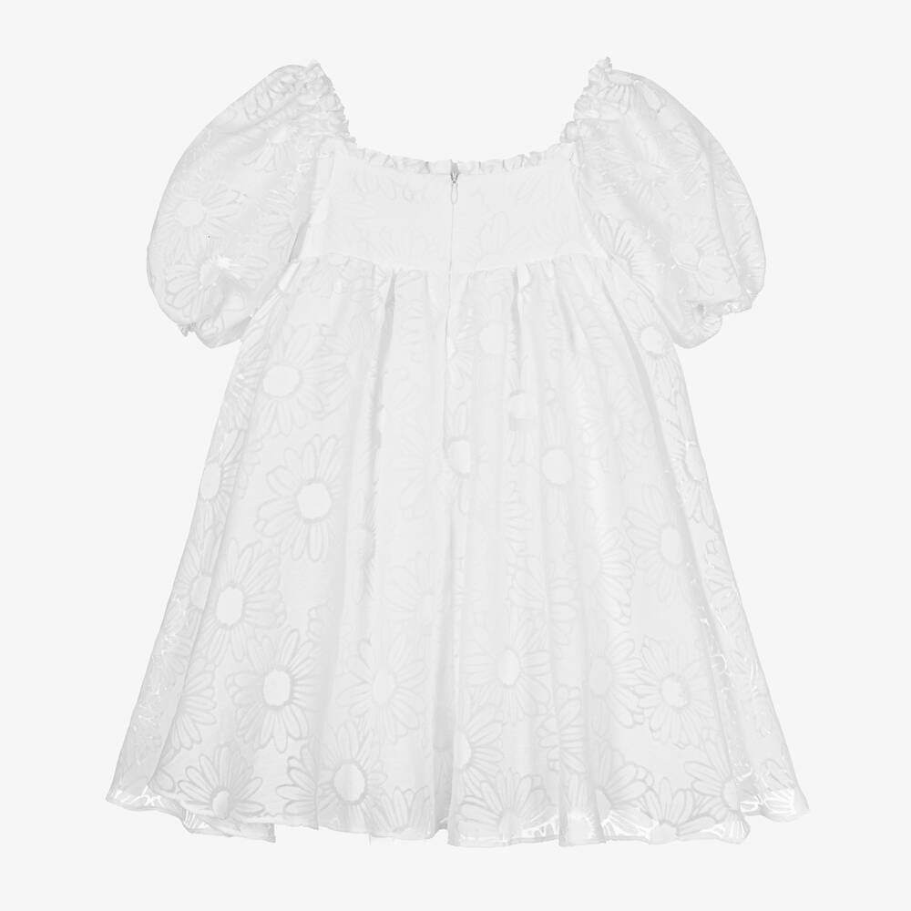 Tartine et Chocolat-فستان قطن جيرسي لون أبيض بطبعة ورود | Childrensalon Outlet