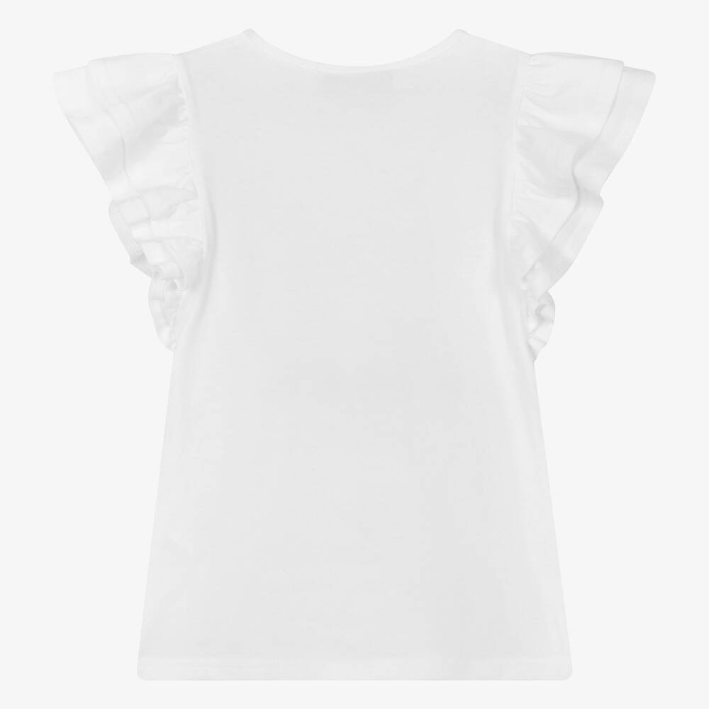 Tartine et Chocolat-Girls White Cotton Liberty Heart T-Shirt | Childrensalon Outlet