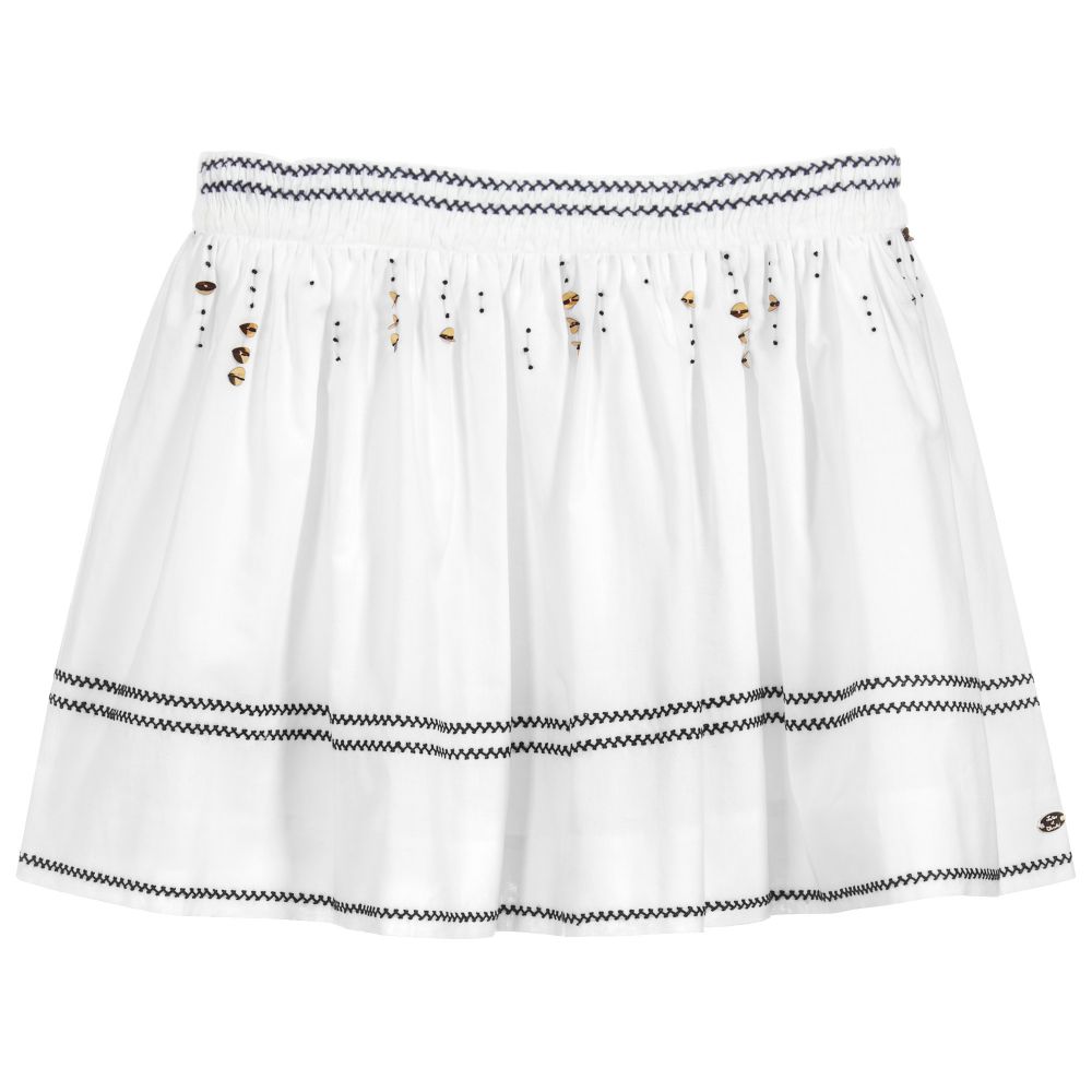 Tartine et Chocolat - Girls White Cotton Skirt | Childrensalon