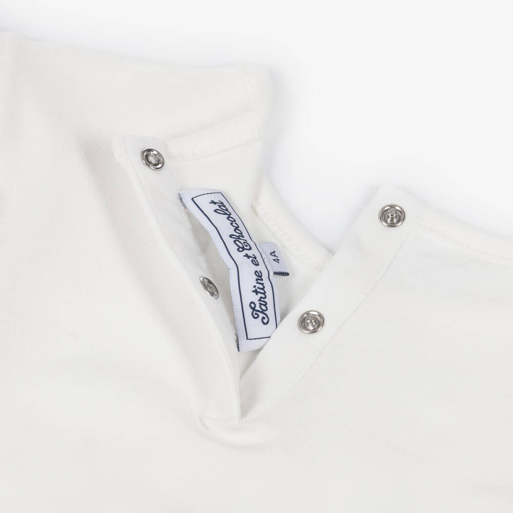 Tartine et Chocolat-Girls White Cotton Top with Ballerina & Carousel Print | Childrensalon Outlet