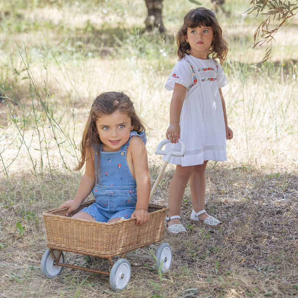 Tartine et Chocolat-Girls White Embroidered Cotton Dress | Childrensalon Outlet
