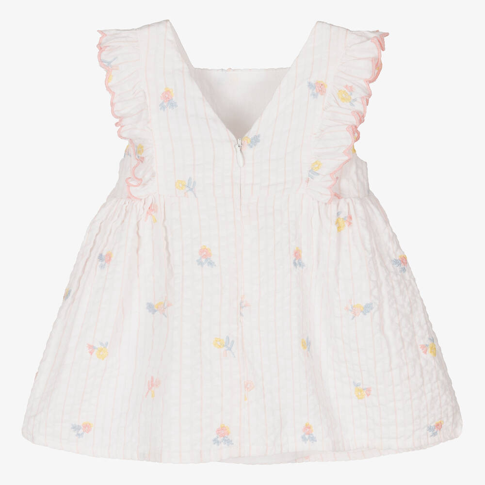 Tartine et Chocolat-فستان قطن موسلين مطرز لون أبيض | Childrensalon Outlet