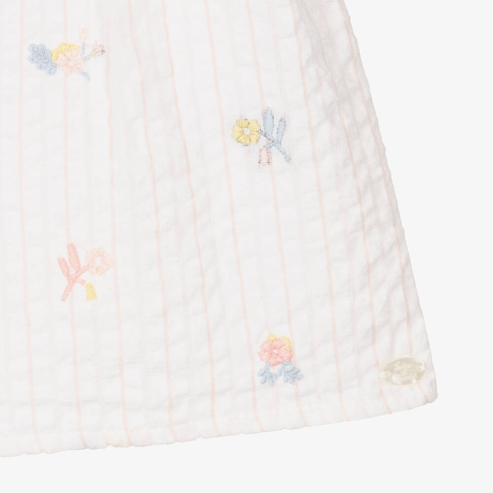 Tartine et Chocolat-فستان قطن موسلين مطرز لون أبيض | Childrensalon Outlet