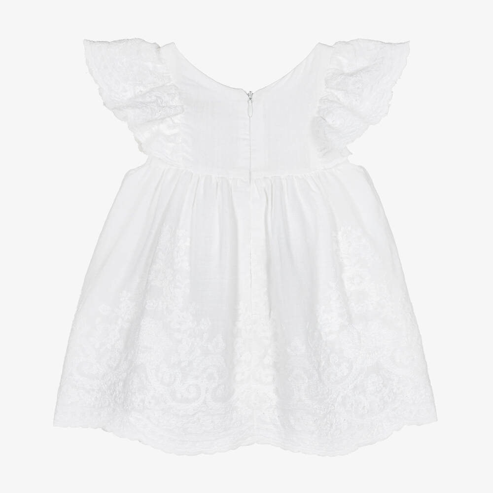 Tartine et Chocolat-Белое платье из муслина с вышивкой | Childrensalon Outlet