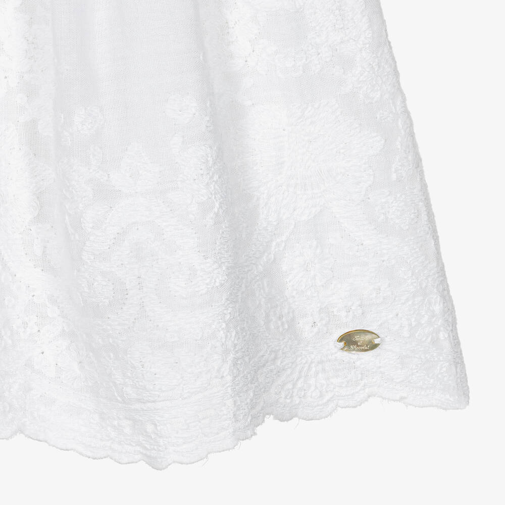 Tartine et Chocolat-Белое платье из муслина с вышивкой | Childrensalon Outlet