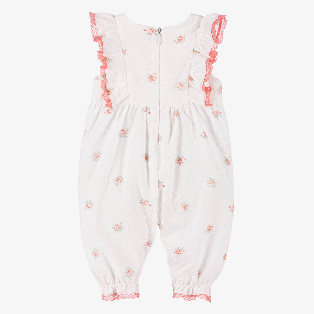 Tartine et Chocolat-Girls' White Floral Cotton Suit | Childrensalon Outlet