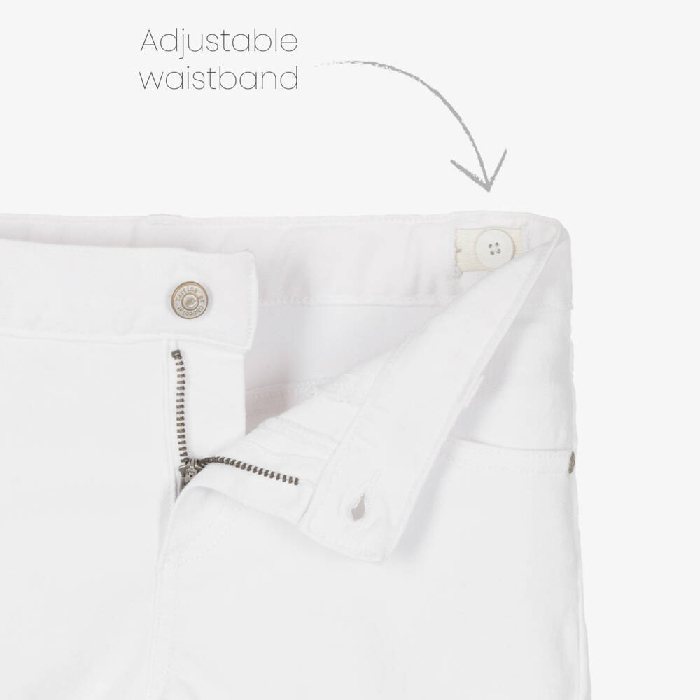 Tartine et Chocolat-Girls White Floral Denim Shorts | Childrensalon Outlet