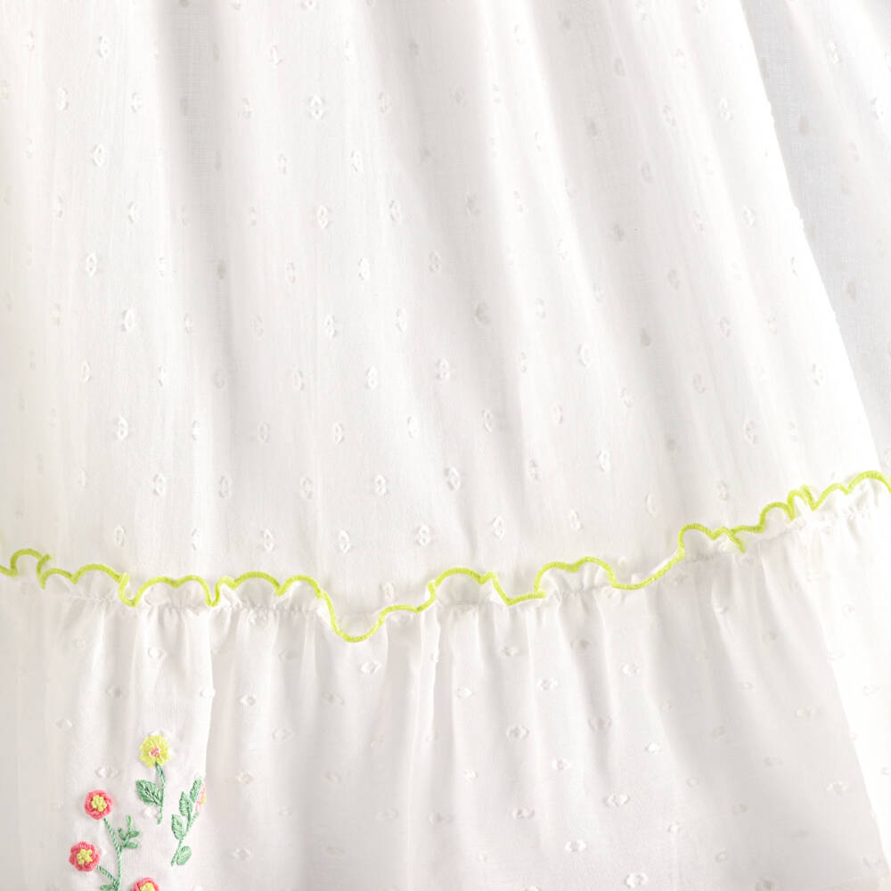 Tartine et Chocolat-Girls White Floral Embroidery Plumeti Cotton Dress | Childrensalon Outlet