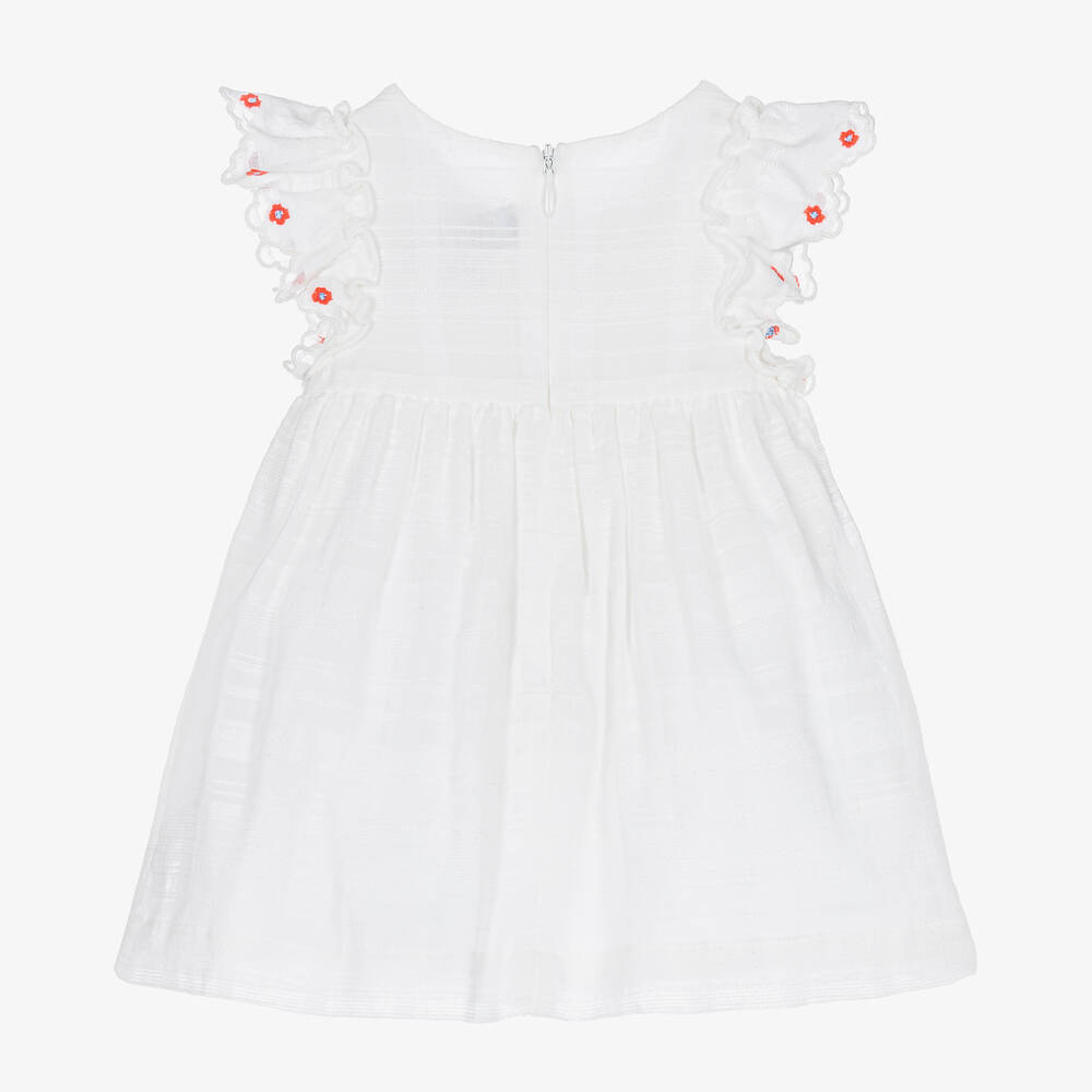 Tartine et Chocolat-Girls White Floral Smocked Dress | Childrensalon Outlet