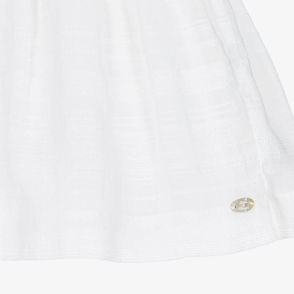 Tartine et Chocolat-Girls White Floral Smocked Dress | Childrensalon Outlet