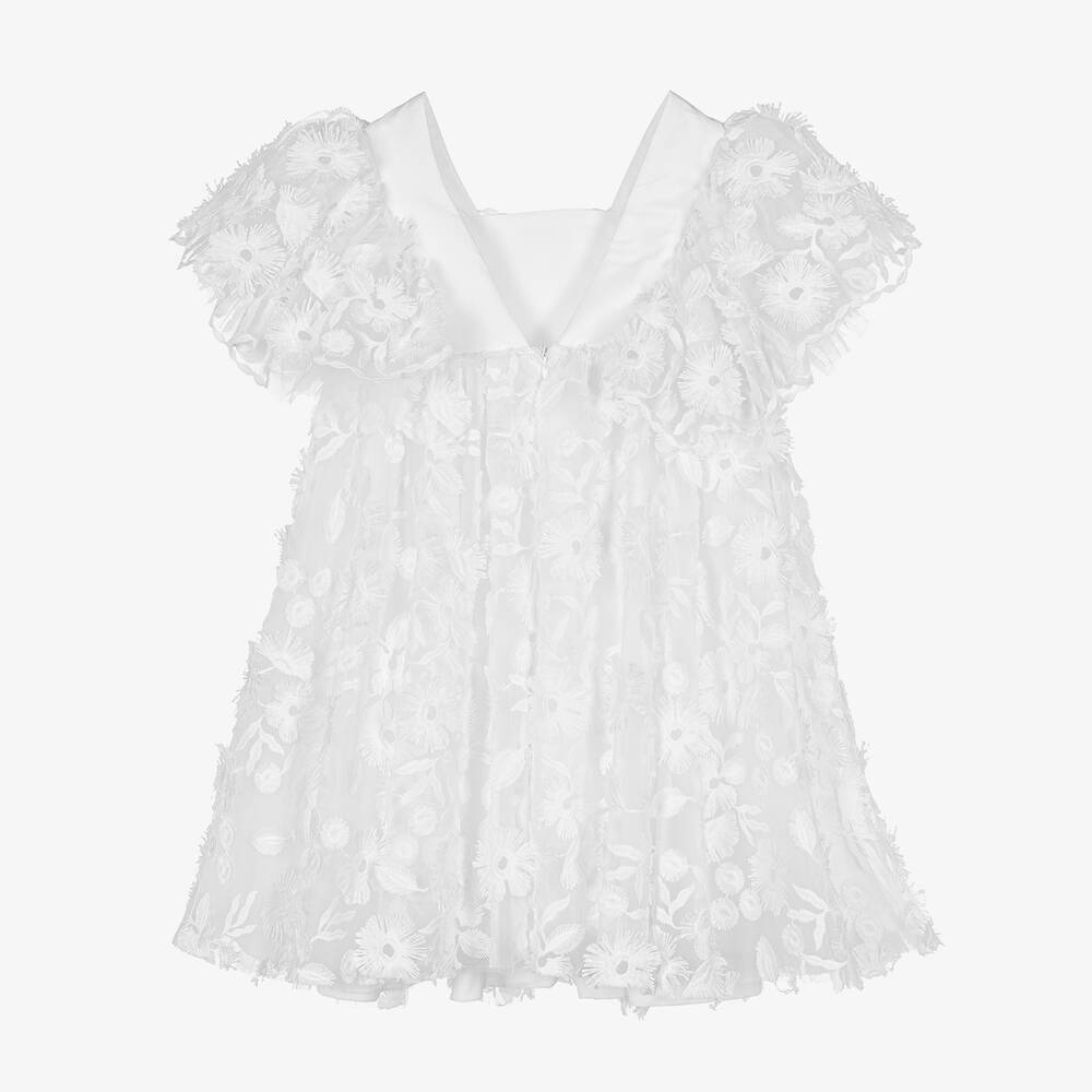 Tartine et Chocolat-Белое платье из тюля с цветами | Childrensalon Outlet