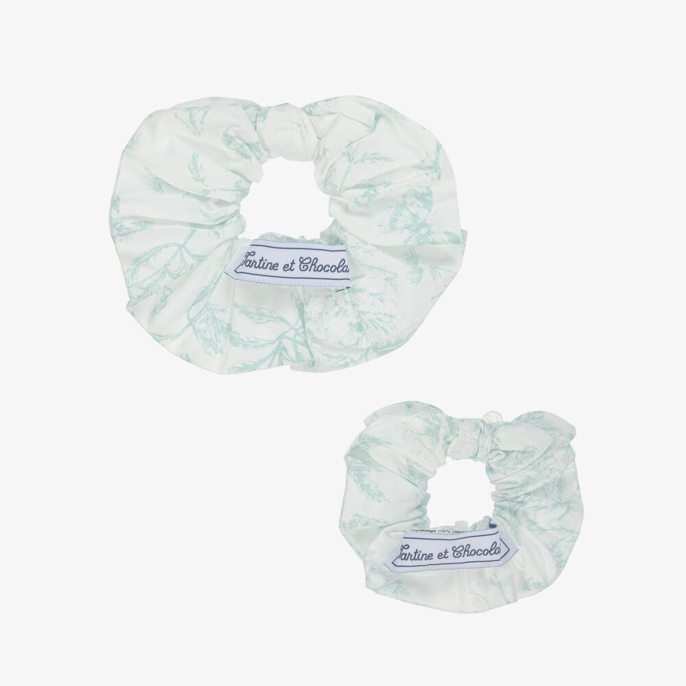 Tartine et Chocolat-Зеленые хлопковые резинки для волос с цветочным узором для девочек | Childrensalon Outlet