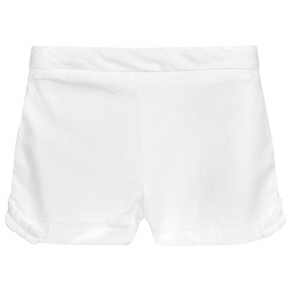 Tartine et Chocolat-Girls White Linen Shorts | Childrensalon Outlet