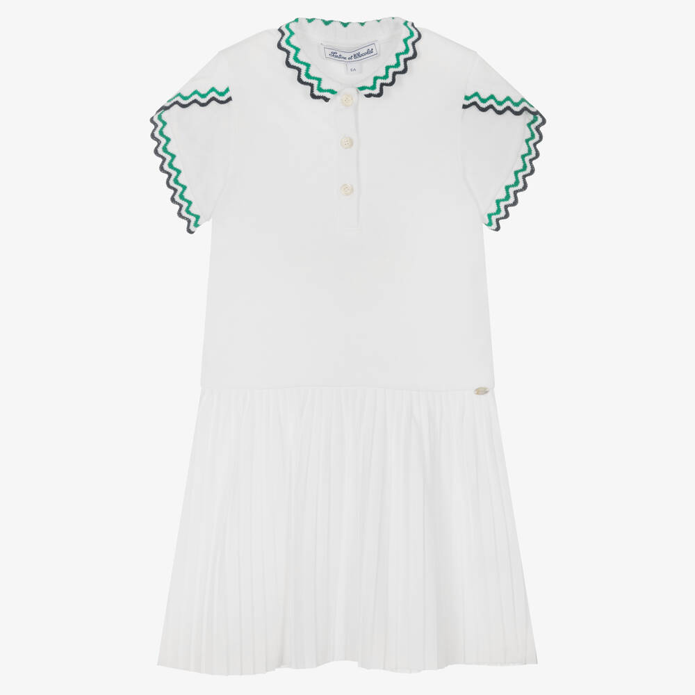 Tartine et Chocolat - Белое теннисное платье из хлопка пике | Childrensalon