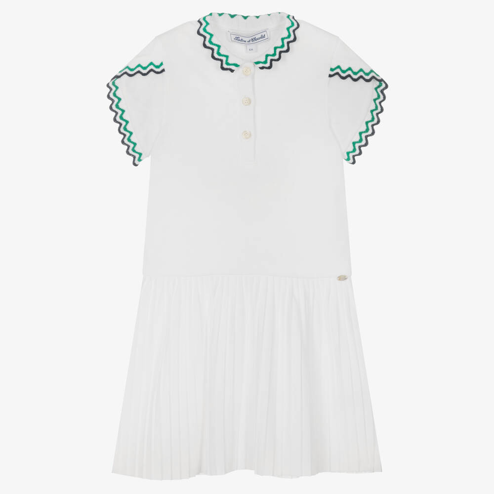 Tartine et Chocolat - Robe de tennis blanche en piqué | Childrensalon