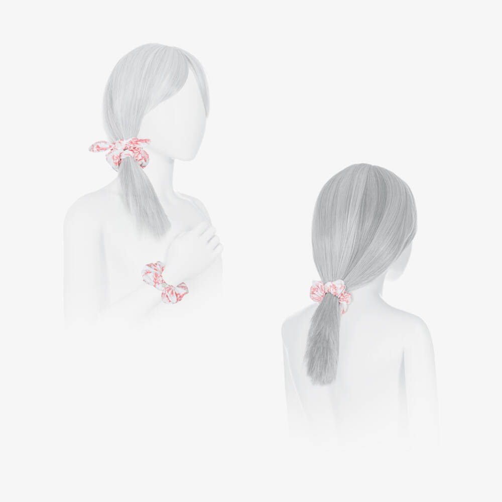 Tartine et Chocolat-Girls White & Red Floral Hair Scrunchies (2 Pack) | Childrensalon Outlet