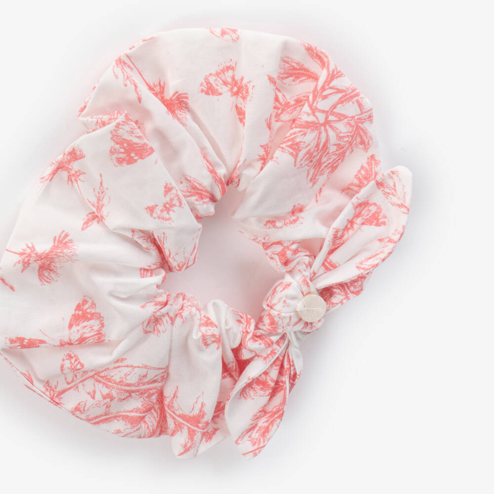 Tartine et Chocolat-Girls White & Red Floral Hair Scrunchies (2 Pack) | Childrensalon Outlet