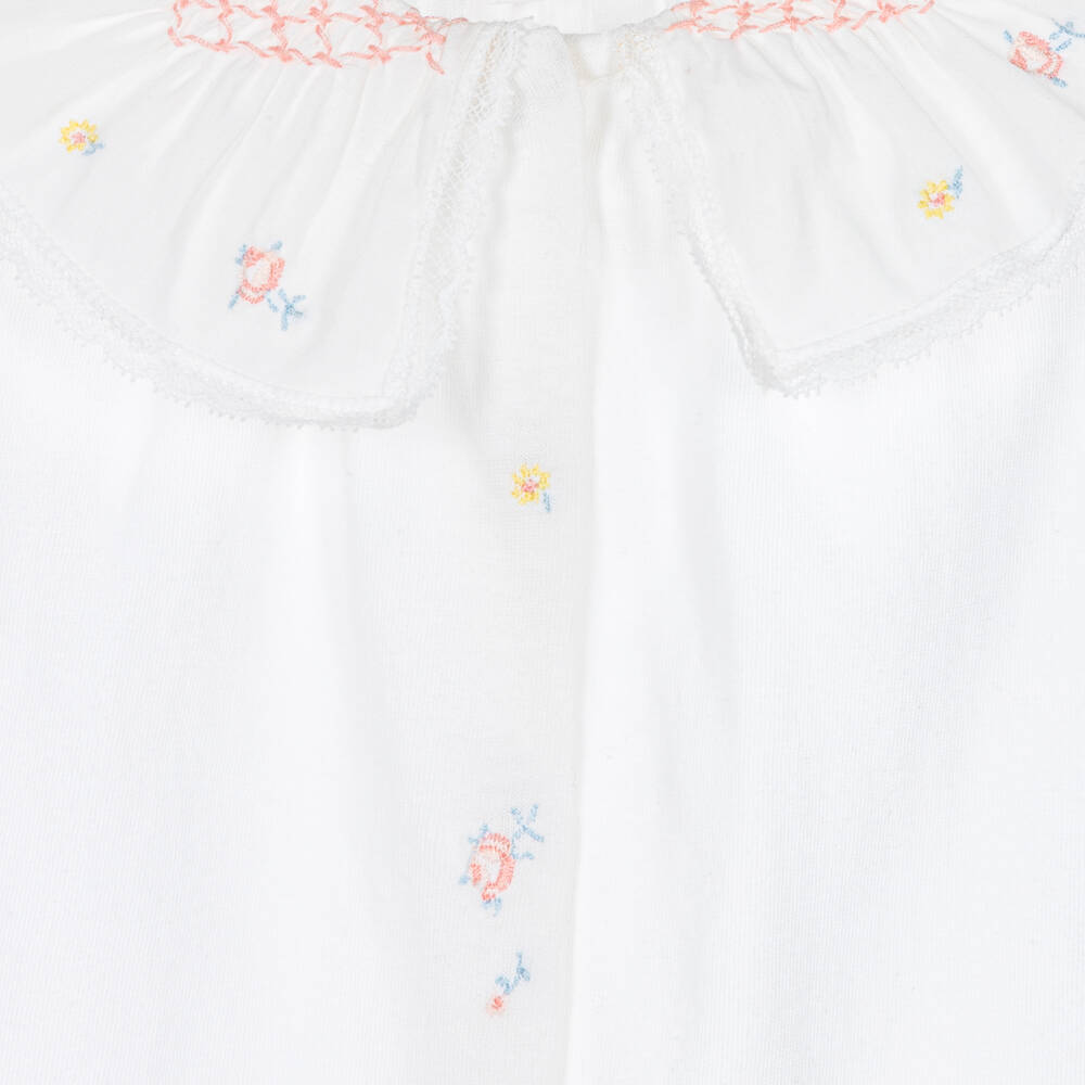 Tartine et Chocolat-Белый комбинезон со сборками на воротнике | Childrensalon Outlet