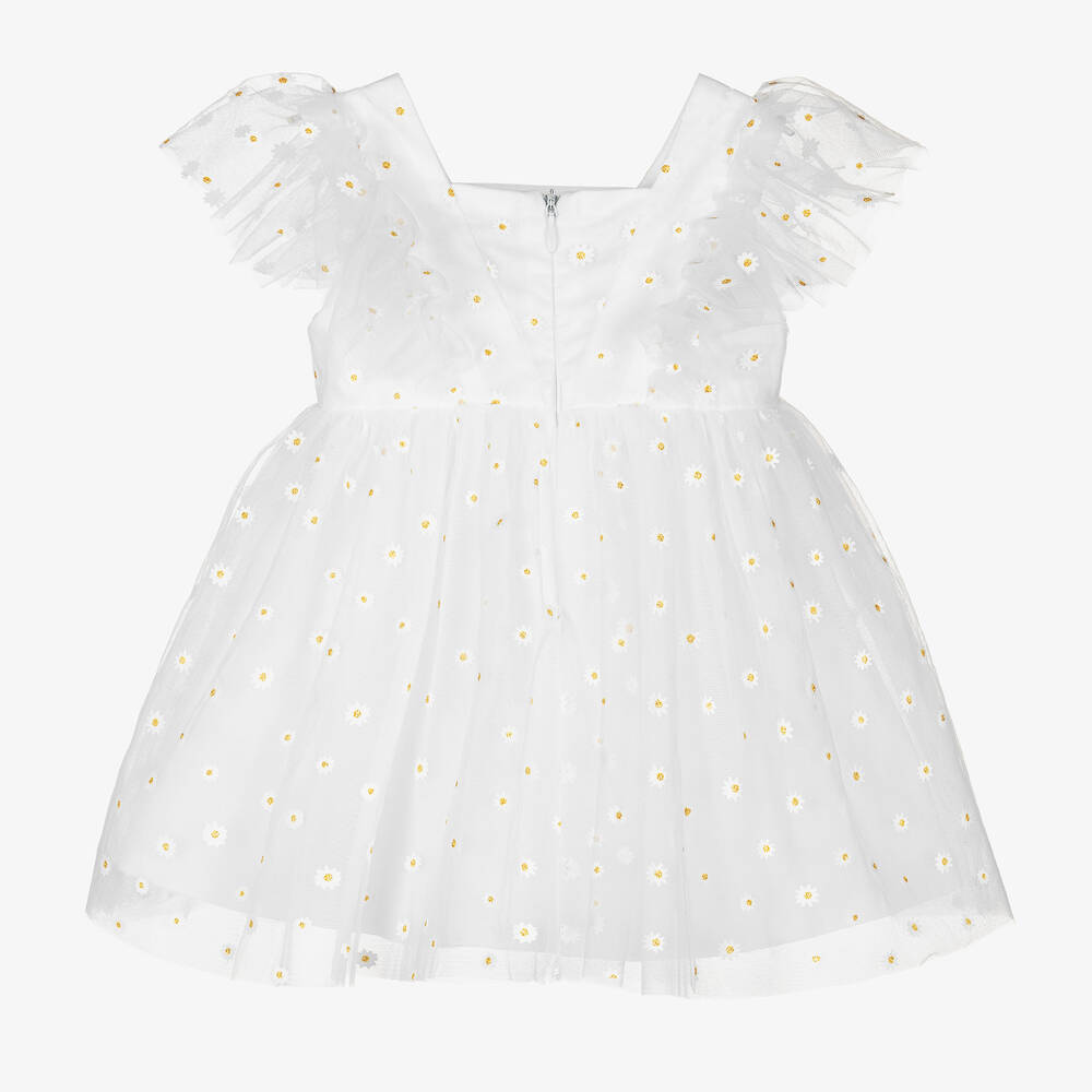 Tartine et Chocolat-Girls White Tulle Daisy Dress | Childrensalon Outlet