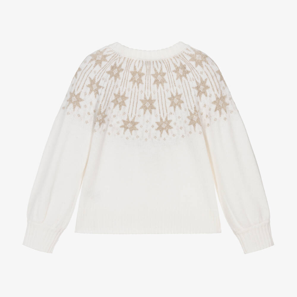 Tartine et Chocolat-Girls Wool Sweater with Gold Stars | Childrensalon Outlet