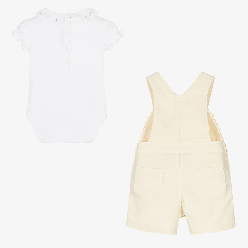 Tartine et Chocolat-Girls Yellow Cotton Dungarees Set | Childrensalon Outlet