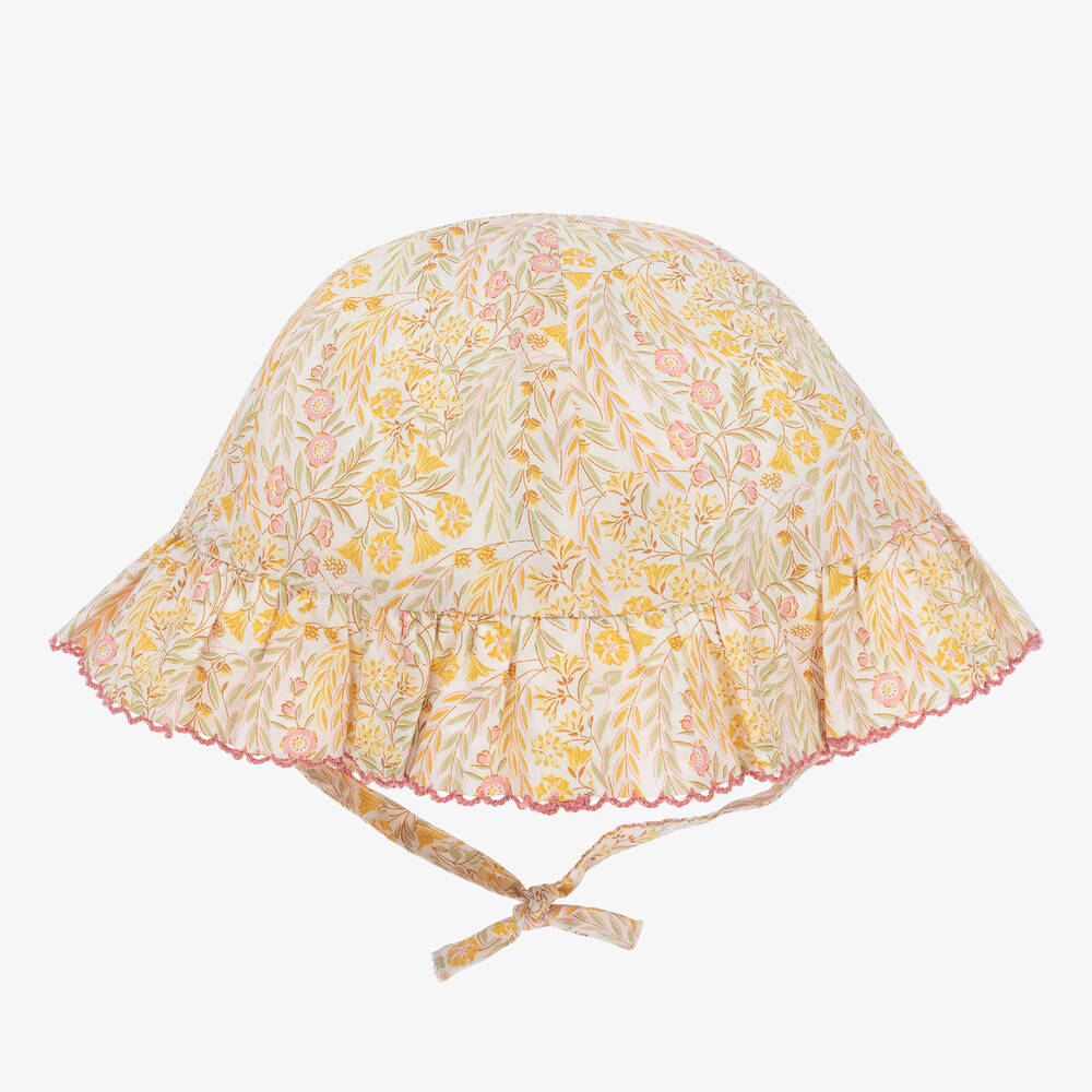 Tartine et Chocolat-Girls Yellow Cotton Liberty Sun Hat | Childrensalon Outlet