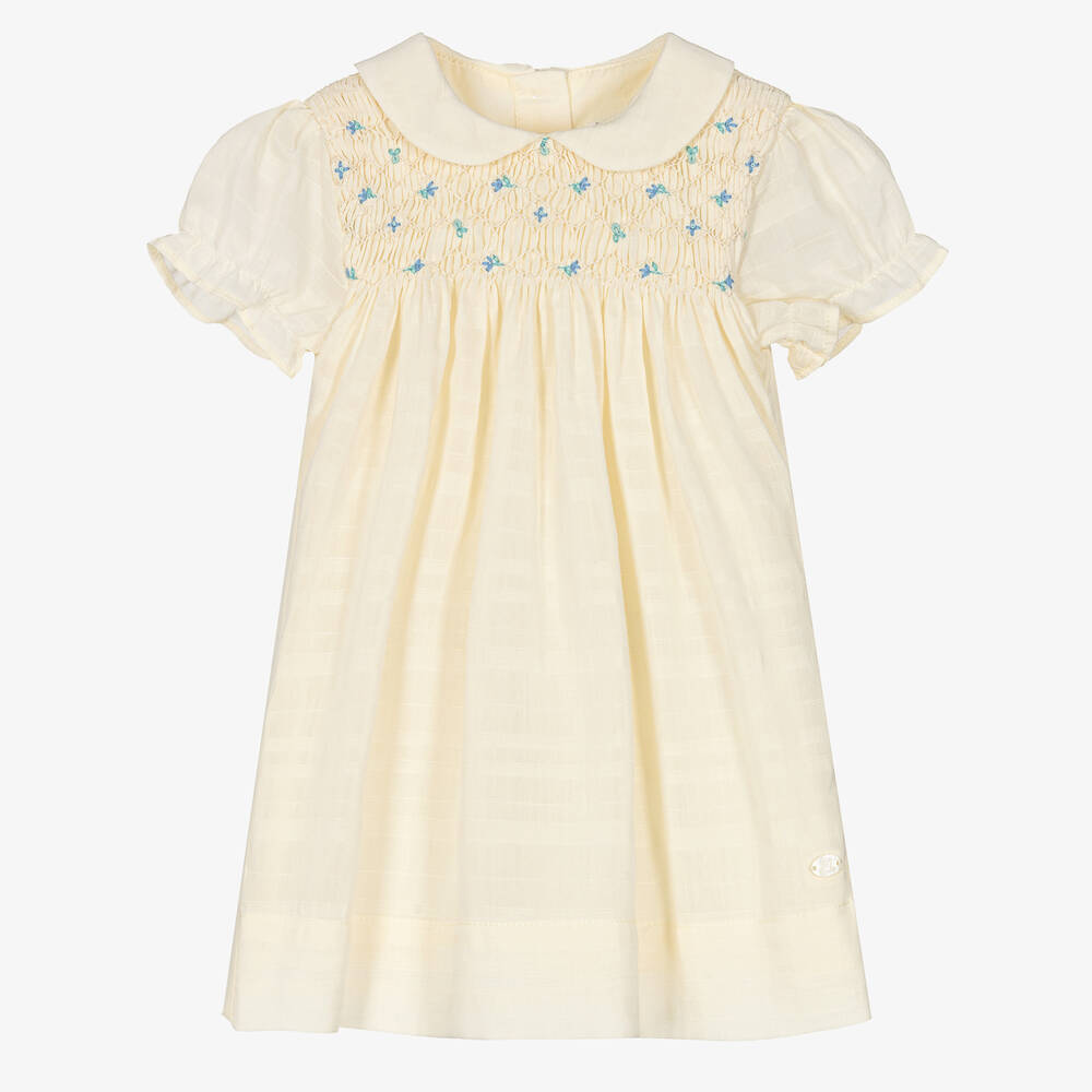 Tartine et Chocolat - Robe jaune smockée en coton fille | Childrensalon