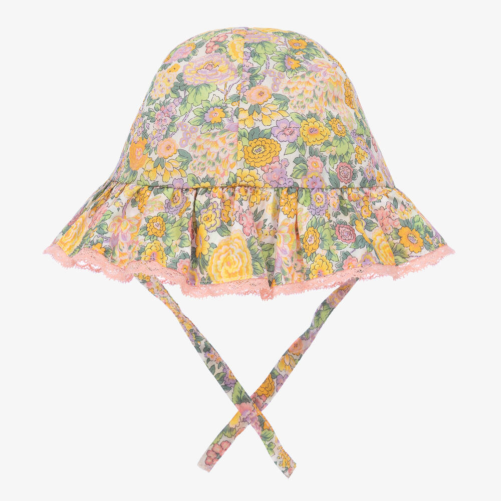 Tartine et Chocolat-Желтая панама с цветочным принтом Liberty | Childrensalon Outlet