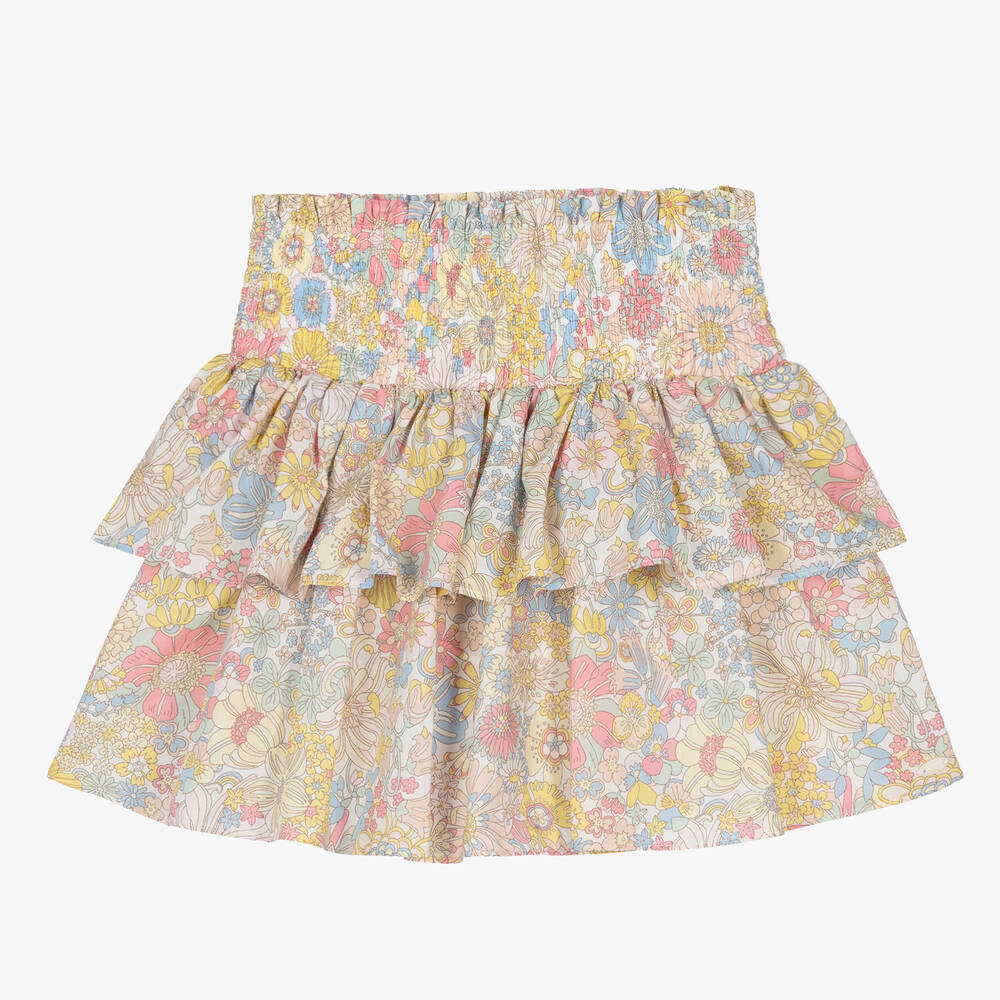 Tartine et Chocolat-Girls Yellow Liberty Floral Print Cotton Skirt | Childrensalon Outlet