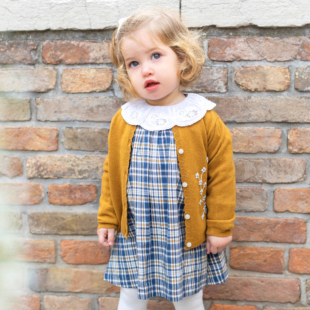 Tartine et Chocolat Girls Yellow Wool Cardigan Childrensalon